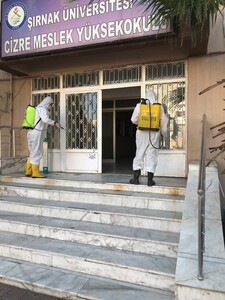 Meslek Yüksekokulumuzda Corona Virüsü'ne (COVİD-19) Karşı Dezenfekte Çalışması